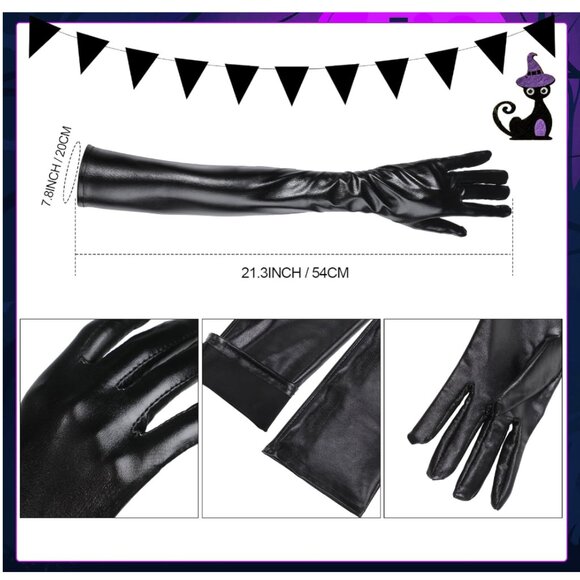 Hillban 5 Pcs Halloween Witch Costume for Women, Black Pointed Ruched Witch Hat - Picture 4 of 5